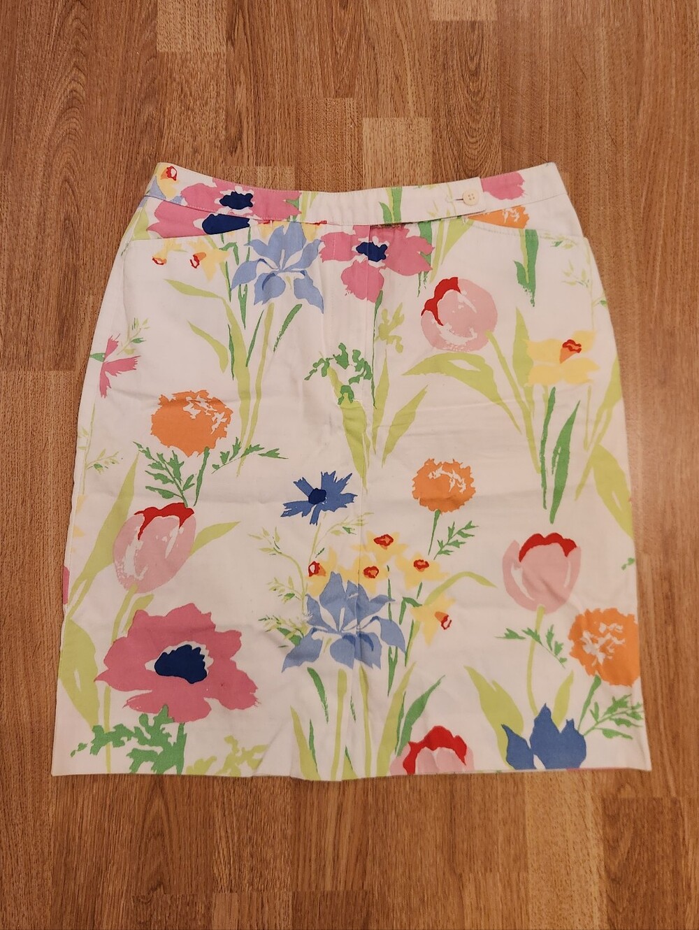 Liz Claiborne Liz Sport Petite Cotton Floral Skirt White 8P